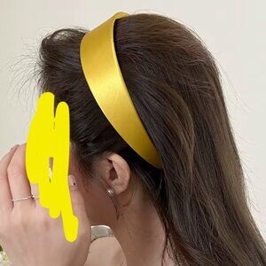 Wide faux Satin Hairband Women yellow
